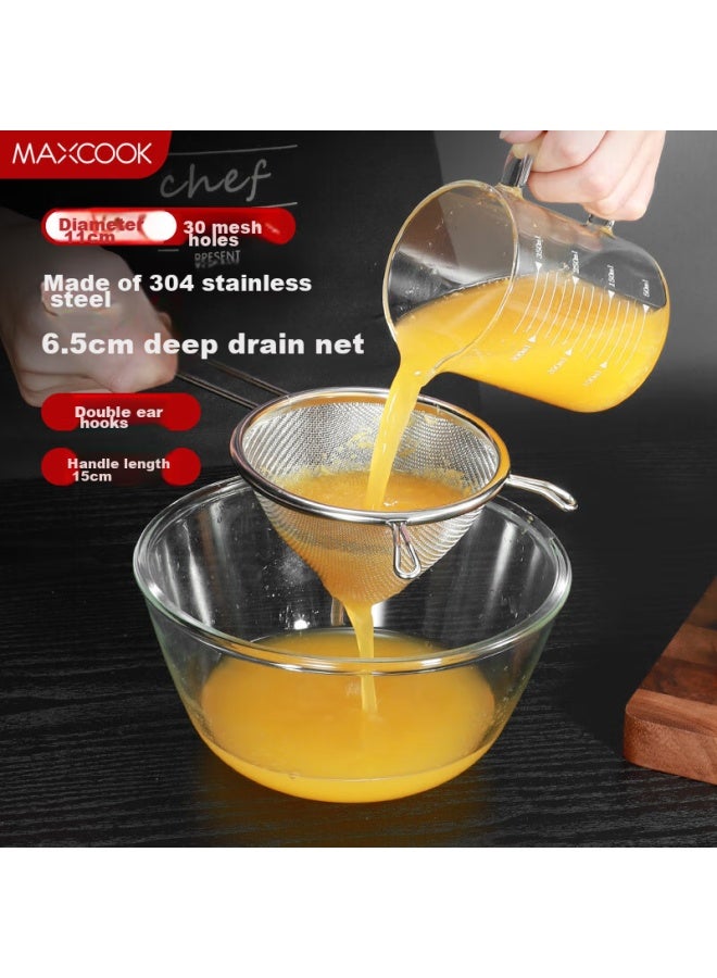 MAX COOK Meichun (maxcook) 304 Stainless Steel Strainer 30 Mesh, Soy Milk Filter, Fine Mesh Flour Sieve, 11cm Mccu3408  - Image 1