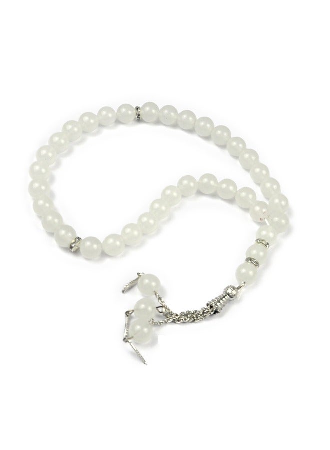 NIBEMINENT 33 Muslim Prayer Beads White/8mm 