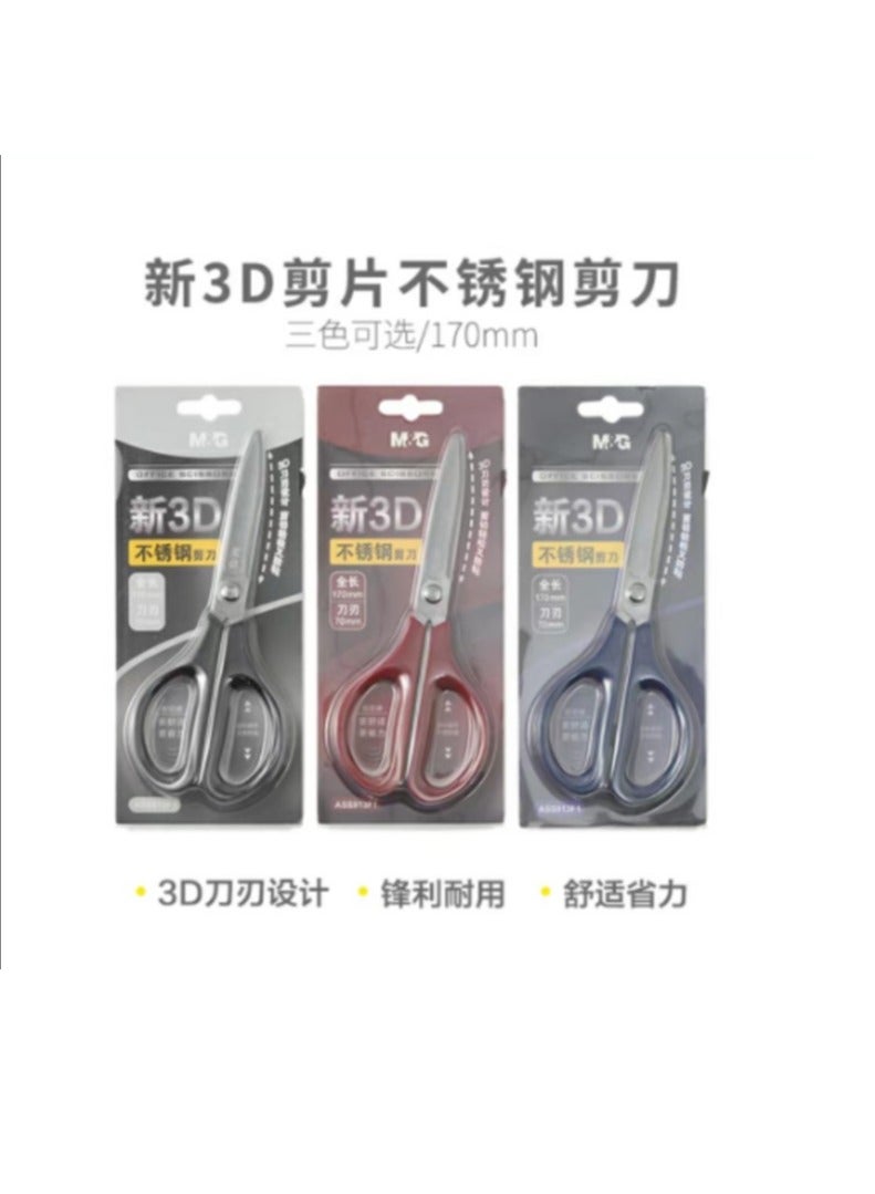 ام اند جي M&G Chenguang stainless steel scissors 3D Blade Full Length 170mm - No:ASS913F1 - Image 1