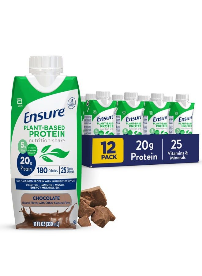 Ensure Plant-Based Vegan Protein Chocolate Nutrition Shake I Gluten-Free I Dairy-Free I Soy-Free Shake 12 Pack - Image 1