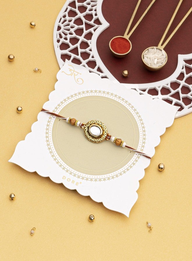 DORE® Rakhi Set For Brother Golden Opel - Image 2