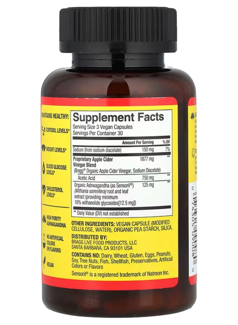 Bragg, Apple Cider Vinegar + Ashwagandha, 90 Capsules - Image 2