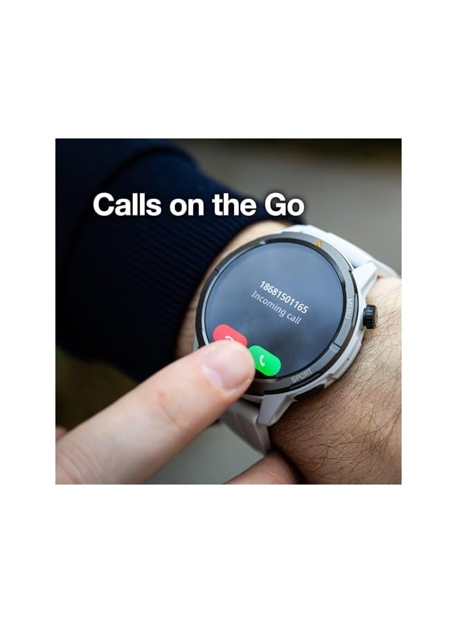 AGM ساعة الذكية للرجال والنساء، تصميم متين مقاس 46 مم، شاشة AMOLED مقاس 1.43 بوصة، GPS مع بوصلة وعداد ارتفاع، مكالمات عبر البلوتوث، مقاومة للماء 5ATM، أكثر من 100 وضع رياضي، مراقبة معدل ضربات القلب والنوم - Image 5