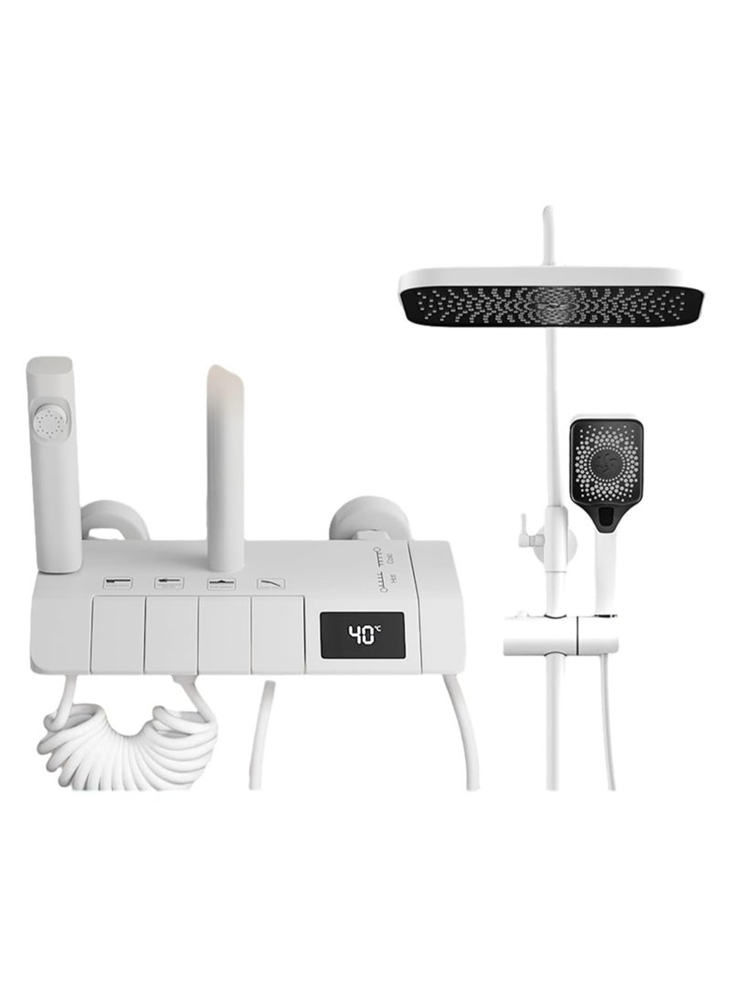 AL RAID Wall-Mounted Shower System Smart Digital Display Rainfall with Piano Keys Button Diverter,Shower Combo Set Height Adjustable，D-82 - Image 1