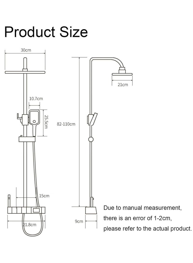 AL RAID Wall-Mounted Shower System Smart Digital Display Rainfall with Piano Keys Button Diverter,Shower Combo Set Height Adjustable，D-82 - Image 4