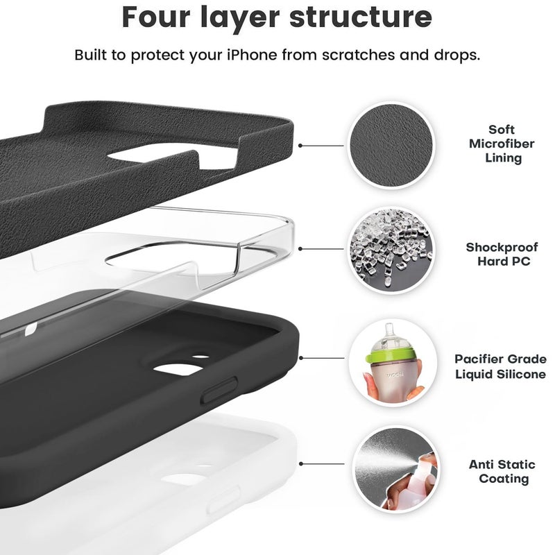 Vooii Compatible with iPhone 13 Case, Liquid Silicone Upgrade 【Camera Protection】 【Soft Anti-Scratch Microfiber Lining】 Shockproof Phone Case for iPhone 13 6.1 inch - Black - Image 2