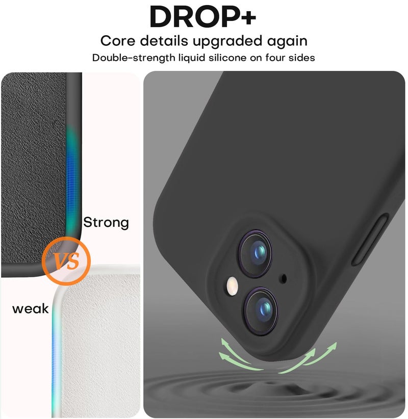 Vooii Compatible with iPhone 13 Case, Liquid Silicone Upgrade 【Camera Protection】 【Soft Anti-Scratch Microfiber Lining】 Shockproof Phone Case for iPhone 13 6.1 inch - Black - Image 4