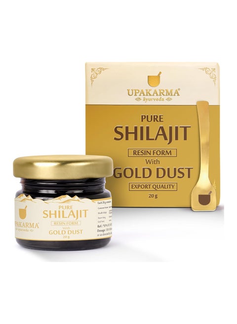 Premium Ayurvedic Pure and Natural Shilajit Gold Resin with Pure Gold Dust Helps Boost Immunity, Energy, Strength, Stamina, and Overall Health - 20 Grams Shilajeet - Pack of 1