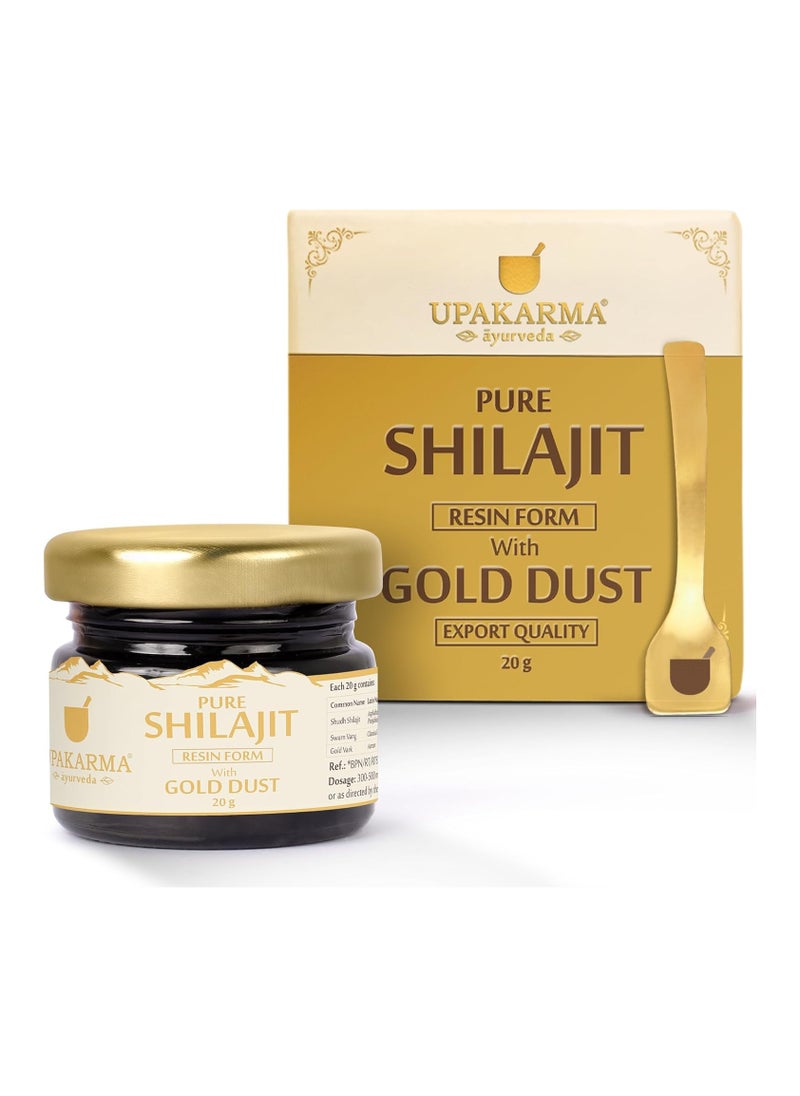 UPAKARMA - Premium Ayurvedic Pure and Natural Shilajit Gold Resin with Pure Gold Dust Helps Boost Immunity, Energy, Strength, Stamina, and Overall Health - 20 Grams Shilajeet - Pack of 1 - Image 1