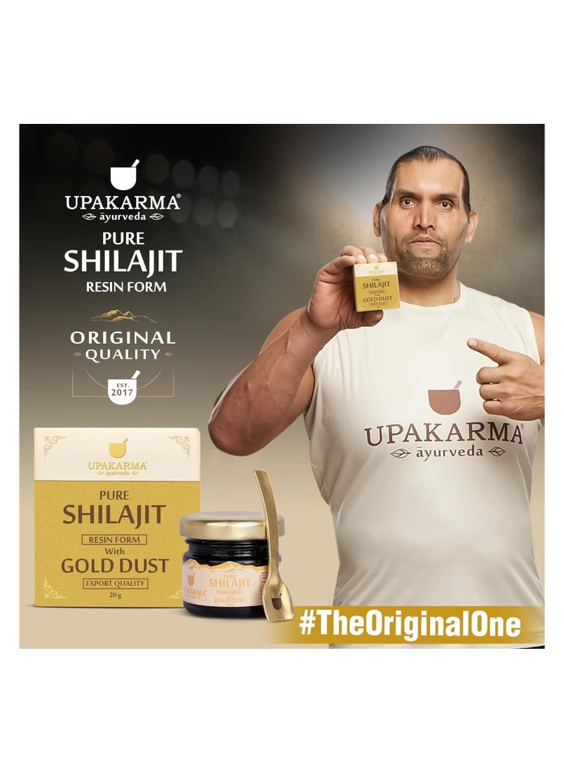 UPAKARMA - Premium Ayurvedic Pure and Natural Shilajit Gold Resin with Pure Gold Dust Helps Boost Immunity, Energy, Strength, Stamina, and Overall Health - 20 Grams Shilajeet - Pack of 1 - Image 1