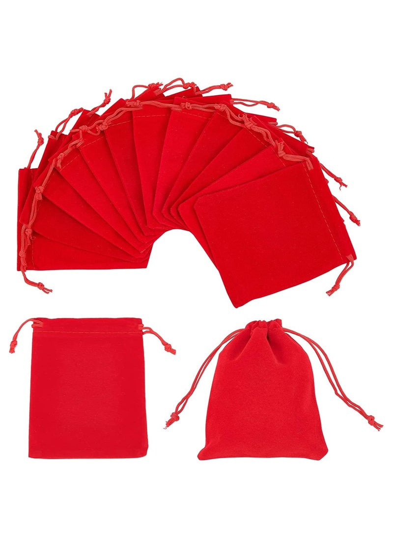 MARKQ Velvet Gift Bags 12 x 16 cm Drawstring Jewelry Pouches for Candy Wedding Party Favor Valentine Day Bags Red | 12 Bags  - Image 1
