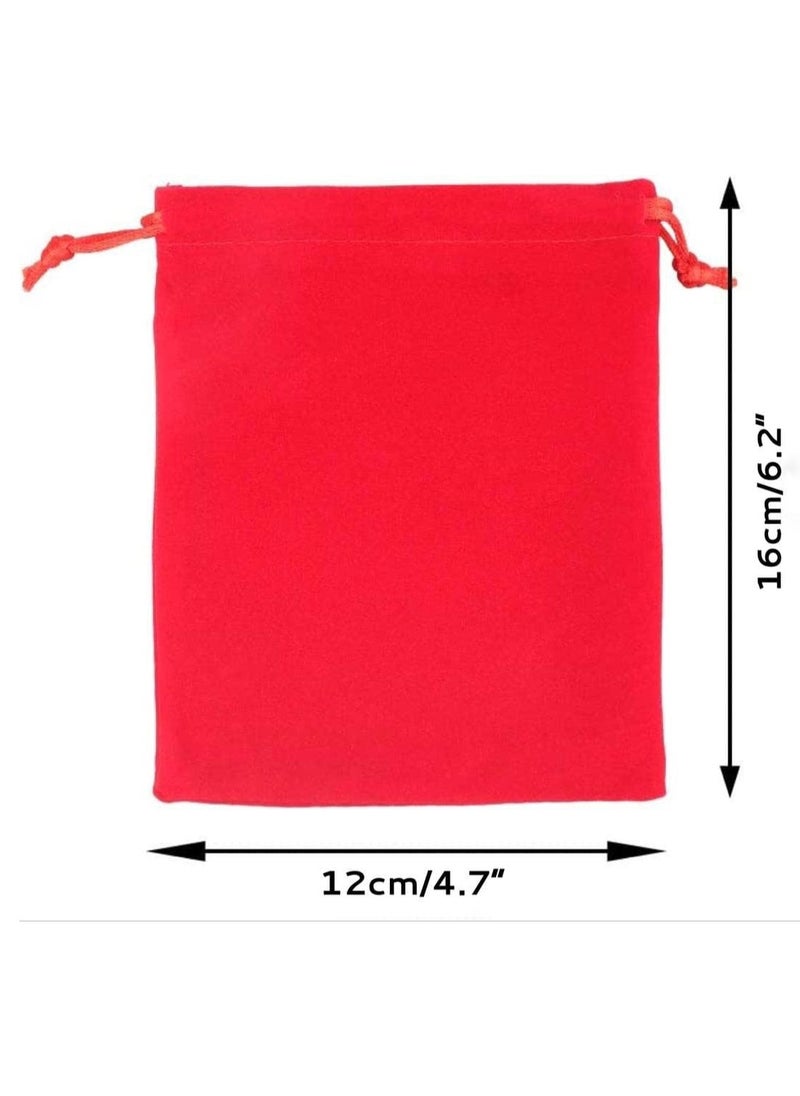 MARKQ Velvet Gift Bags 12 x 16 cm Drawstring Jewelry Pouches for Candy Wedding Party Favor Valentine Day Bags Red | 12 Bags  - Image 2