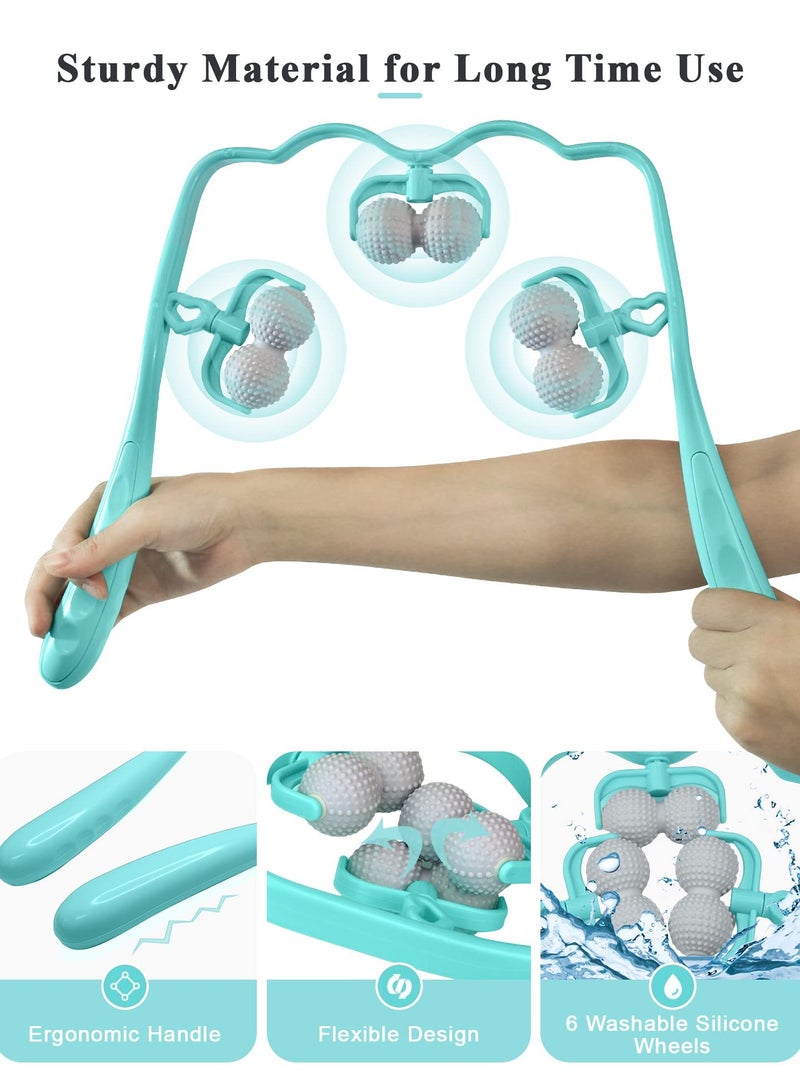 SYOSI Neck Massager Upgrade, Neck Massager for Pain Relief deep Tissue, 6 Balls Massage Roller, Shoulder Massager, Manual Neck Massager, Handheld Neck and Back Massager Roller Legs Shoulder Relaxer  - Image 4