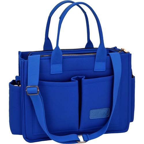 ZHMO Tote Bag for Women With Compartments and Zipper,Large Canvas Tote Women's Purse Crossbody Bags Work Laptop Book Bag Top Handle Satchels Handbags Shoulder Bag for Travel Nurse Teacher Church Gym Beach - Image 1