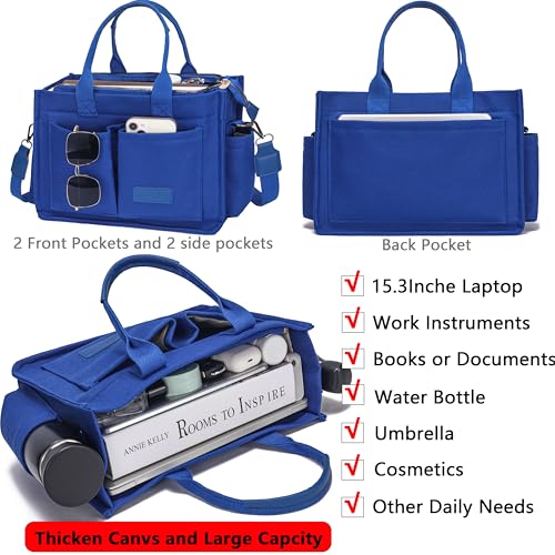 ZHMO Tote Bag for Women With Compartments and Zipper,Large Canvas Tote Women's Purse Crossbody Bags Work Laptop Book Bag Top Handle Satchels Handbags Shoulder Bag for Travel Nurse Teacher Church Gym Beach - Image 2
