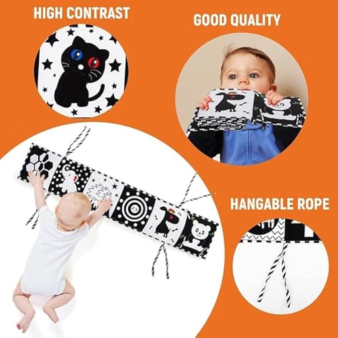 BLACK & WHITE HIGH-CONTRAST BABY TOYS FOR NEWBORNS TO 3 MONTHS | MONTESSORI SENSORY SOFT BOOK FOR EARLY LEARNING, INFANT TUMMY TIME AND DEVELOPMENTAL PLAY. - Image 3