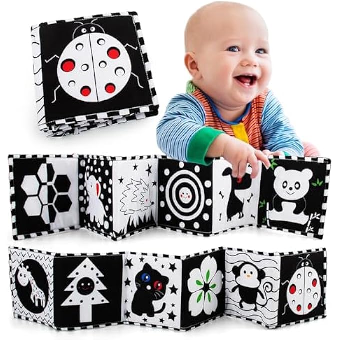 BLACK & WHITE HIGH-CONTRAST BABY TOYS FOR NEWBORNS TO 3 MONTHS | MONTESSORI SENSORY SOFT BOOK FOR EARLY LEARNING, INFANT TUMMY TIME AND DEVELOPMENTAL PLAY. - Image 1