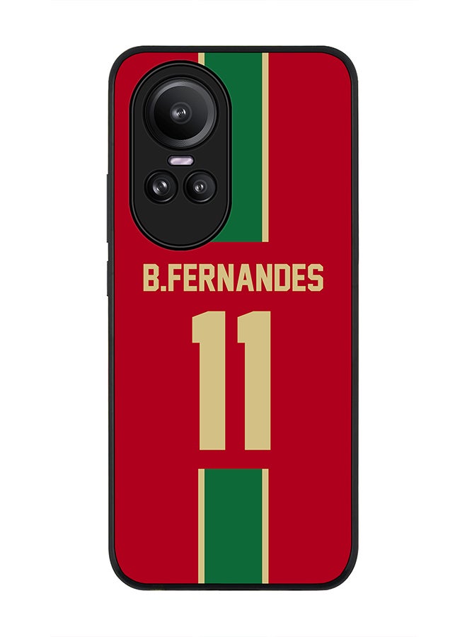 Stylizedd Rugged Black Edge case for Oppo Reno10 / Oppo Reno10 Pro, Custom Slim fit Thin Phone Case Cover - Football Team - Portugal, Player Name - B.Fernandes - Image 1