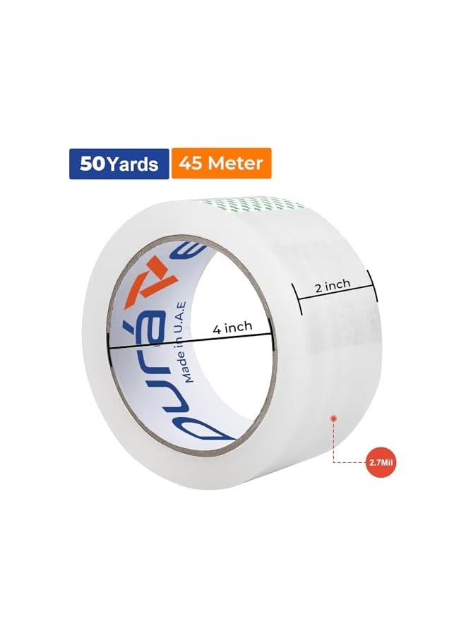PROMASS - 6 Rolls Clear Packing Tape - 2" x 50yd, Strong Heavy Duty for Sealing Boxes, Moving & Office Supplies - Image 1