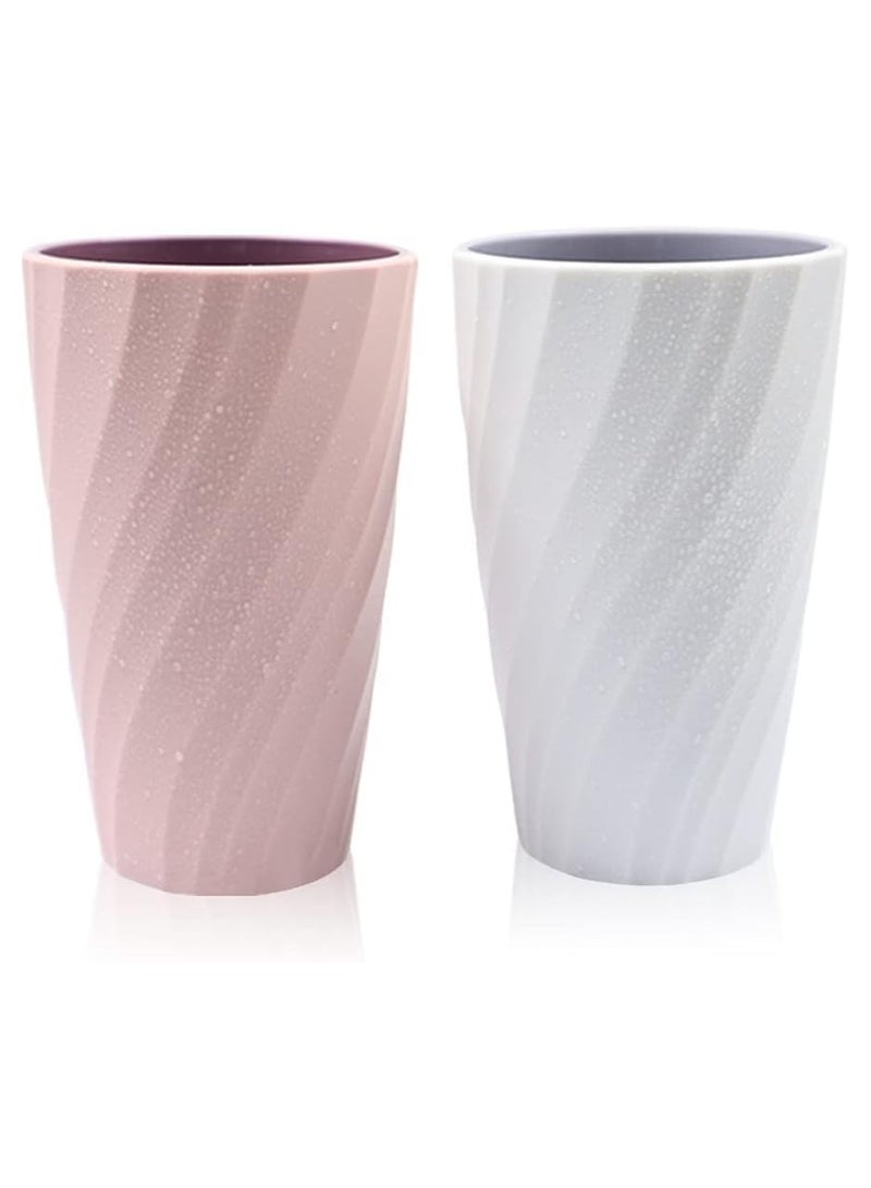 Toothbrush Cup, Soft and Durable, 2Pack Unbreakable Bathroom Tumbler Portable Household Wash Cup, Couples Mouthwash Cup, Toothbrush Tumbler Toothbrush Holder (White and Pink) - Image 1