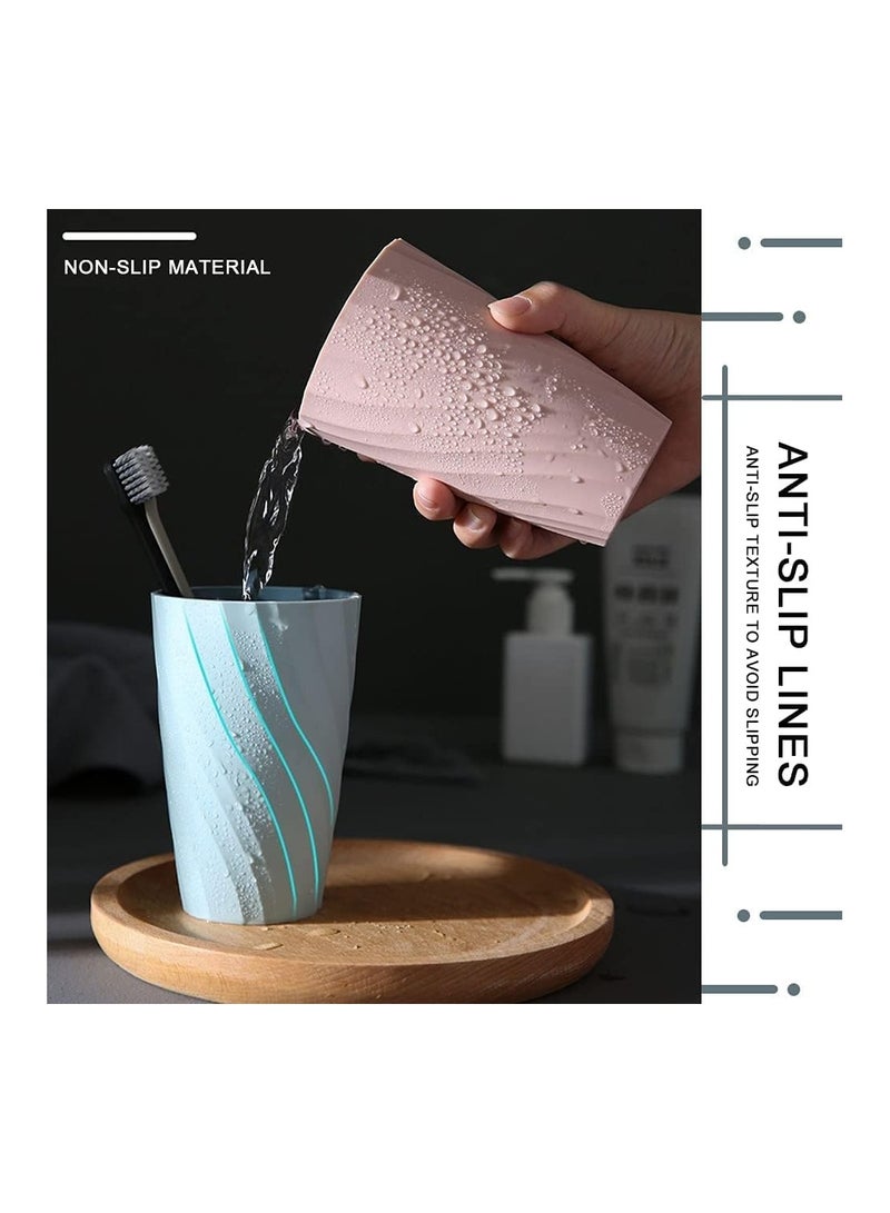 Toothbrush Cup, Soft and Durable, 2Pack Unbreakable Bathroom Tumbler Portable Household Wash Cup, Couples Mouthwash Cup, Toothbrush Tumbler Toothbrush Holder (White and Pink) - Image 3