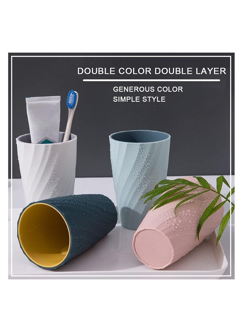 Toothbrush Cup, Soft and Durable, 2Pack Unbreakable Bathroom Tumbler Portable Household Wash Cup, Couples Mouthwash Cup, Toothbrush Tumbler Toothbrush Holder (White and Pink) - Image 4