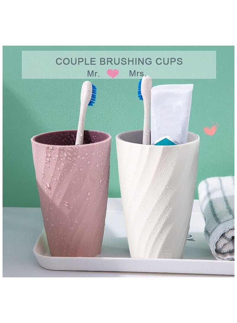 Toothbrush Cup, Soft and Durable, 2Pack Unbreakable Bathroom Tumbler Portable Household Wash Cup, Couples Mouthwash Cup, Toothbrush Tumbler Toothbrush Holder (White and Pink) - Image 5