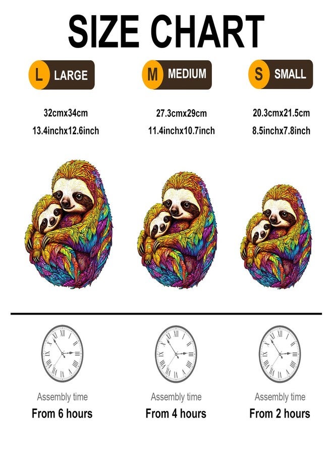 AEEKDOOK Wooden Puzzles for Adults - Parent-Child Sloth Wood Puzzles Adult - Unique Animal Shape Wooden Jigsaw Puzzles for Adults - Birthday Gifts for Puzzle Lovers, Family (8.5 * 7.8in) - Image 5