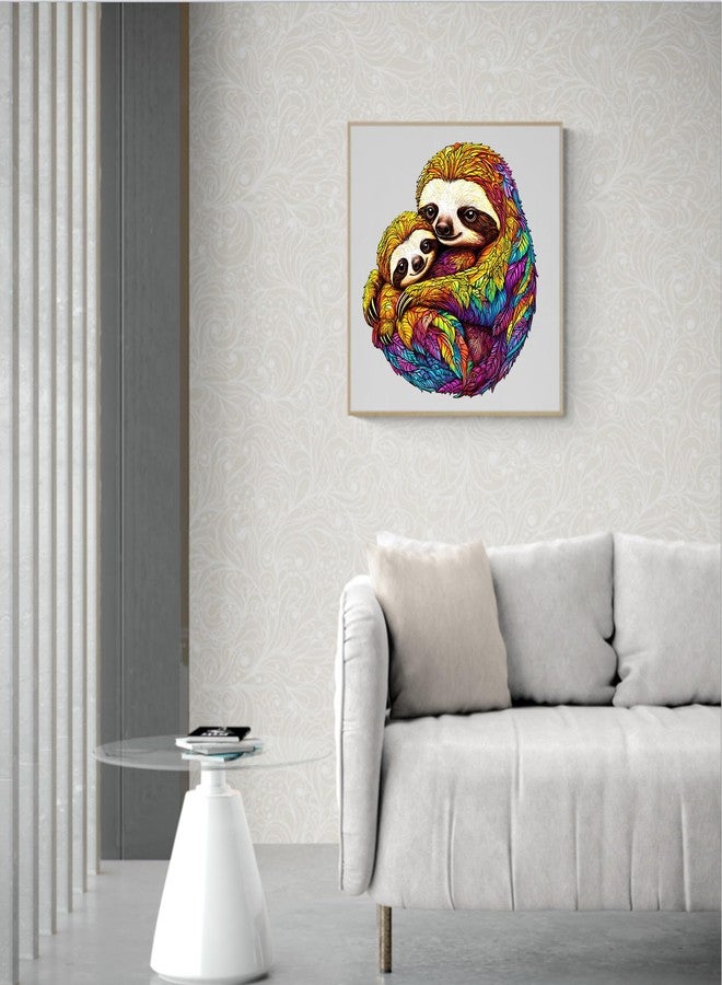 AEEKDOOK Wooden Puzzles for Adults - Parent-Child Sloth Wood Puzzles Adult - Unique Animal Shape Wooden Jigsaw Puzzles for Adults - Birthday Gifts for Puzzle Lovers, Family (8.5 * 7.8in) - Image 3