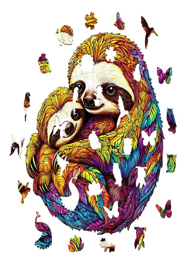 AEEKDOOK Wooden Puzzles for Adults - Parent-Child Sloth Wood Puzzles Adult - Unique Animal Shape Wooden Jigsaw Puzzles for Adults - Birthday Gifts for Puzzle Lovers, Family (8.5 * 7.8in) - Image 2