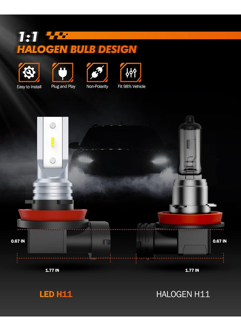 SEALIGHT SEALIGHT H11 H16 LED Fog Light Bulb, Real 1:1 Mini Size, 6500K Cool White 6000LM H8/H16 LED Fog Lights LED for Cars,Trucks,SUV, 400% Brightness with Strong Penetration, 3 Mins Plug-N-Play, Pack of 2  - Image 3