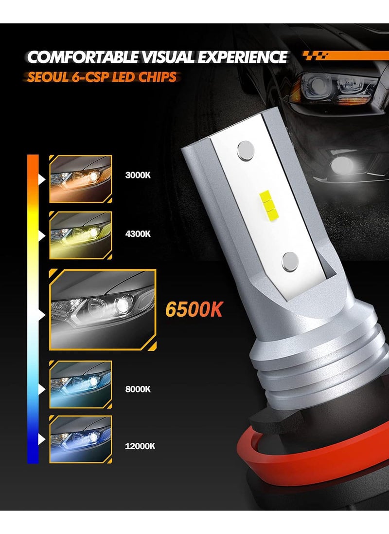 SEALIGHT SEALIGHT H11 H16 LED Fog Light Bulb, Real 1:1 Mini Size, 6500K Cool White 6000LM H8/H16 LED Fog Lights LED for Cars,Trucks,SUV, 400% Brightness with Strong Penetration, 3 Mins Plug-N-Play, Pack of 2  - Image 4
