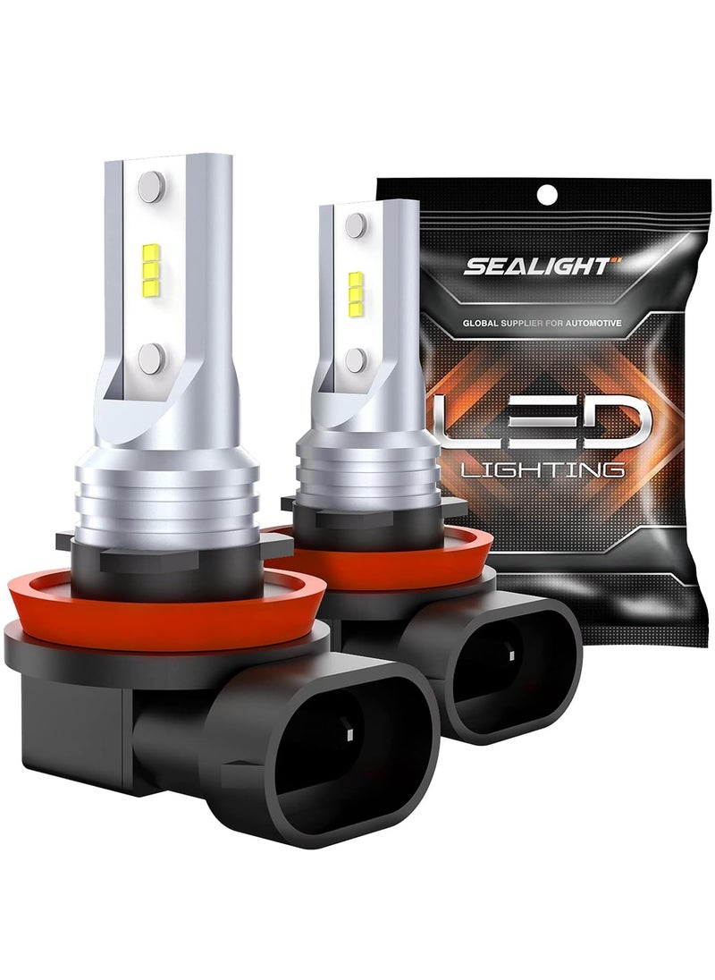SEALIGHT SEALIGHT H11 H16 LED Fog Light Bulb, Real 1:1 Mini Size, 6500K Cool White 6000LM H8/H16 LED Fog Lights LED for Cars,Trucks,SUV, 400% Brightness with Strong Penetration, 3 Mins Plug-N-Play, Pack of 2  - Image 1