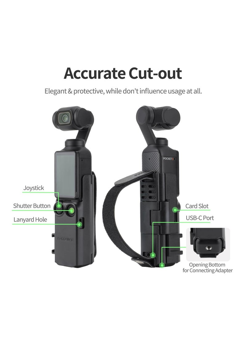 سيوسي - محول تمديد كاميرا SYOSI لـ DJI Osmo Pocket 3 ملحقات إطار المقبض، حافظة واقية لحزام اليد وإطار تمديد وغطاء مقبض لجيب Osmo 3 - Image 1