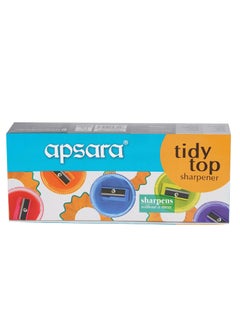 Apsara Tidy Top Sharpener Round Shape MessFree Transparent Lid Comfortable Grip for Easy Holding Smooth Sharpening Attractive Colours Rust Free Pack of 20 Sharpeners