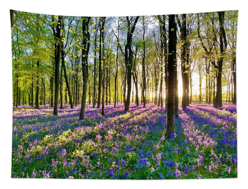 HVEST Forest Sunshine Tapestry Wall Hanging Spring Purple Lavender Morning Sunlight Through Green Trees Tapestry Nature Landscape Tapestries for Living Room Bedroom Aesthetic Decor, 40L x 60W Inches - Image 5