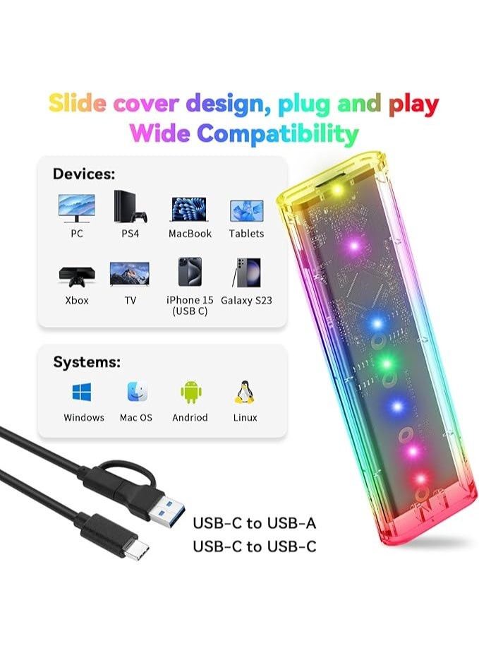 M.2 NVMe SSD Enclosure – USB 3.1 10Gbps, Tool-Free, Supports PCIe M-Key 2230/2242/2260/2280, UASP & TRIM, Includes USB-C to C/A Cables - Image 3