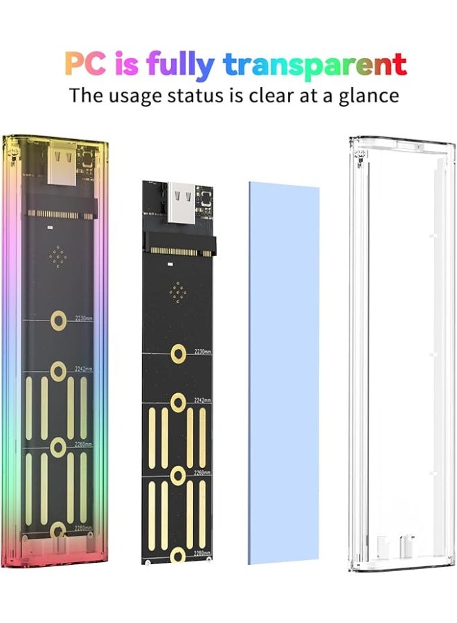M.2 NVMe SSD Enclosure – USB 3.1 10Gbps, Tool-Free, Supports PCIe M-Key 2230/2242/2260/2280, UASP & TRIM, Includes USB-C to C/A Cables - Image 2