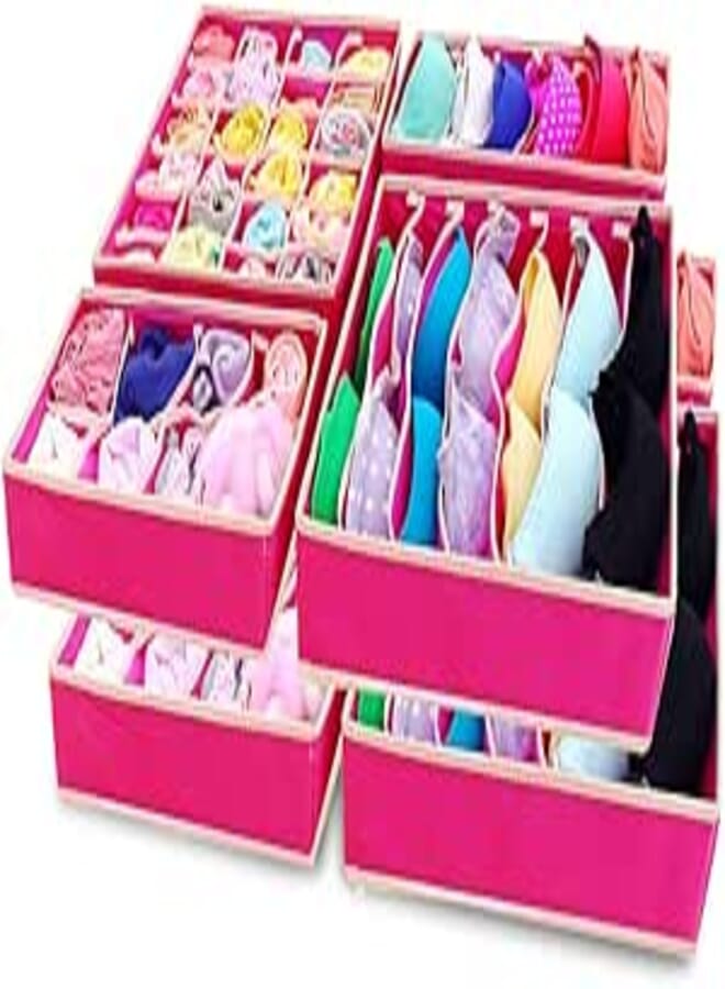 SITAKE 8 Set Foldable Closet Underwear Organizer, Storage Boxes Under Bed Organizer for Underwear, Bras, Socks, Ties, Belts, Tank Tops - Drawer Dresser Divider - Closet Organizers - 8 Pack (Pink)