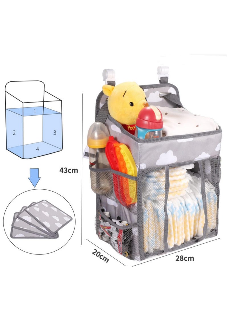 GUDOO Baby Crib Hanging Storage Bag Diaper Nappy Organizer Cot Bed Organizer Bag Infant Essentials Diaper Caddy Kids Crib Bedding Sets  - Image 2