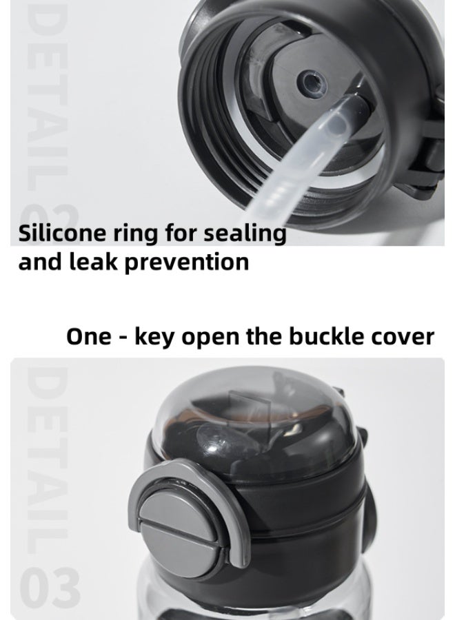 سبورت زجاجة ماء للأطفال بسعة 870 مل مع مصاصة، مقاومة للتسرب وخالية من مادة BPA - زجاجة ماء مدرسية مثالية للأولاد والبنات بمقبض حمل، زجاجة ماء رياضية للطلاب - Image 5