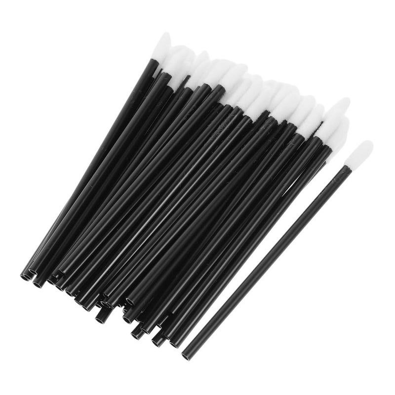 300pcs Disposable Mini Lip Brushes Black Hollow Lipstick Applicators Soft Bristles Portable Lip Gloss Wands for Professional Makeup and Travel Use - Image 1