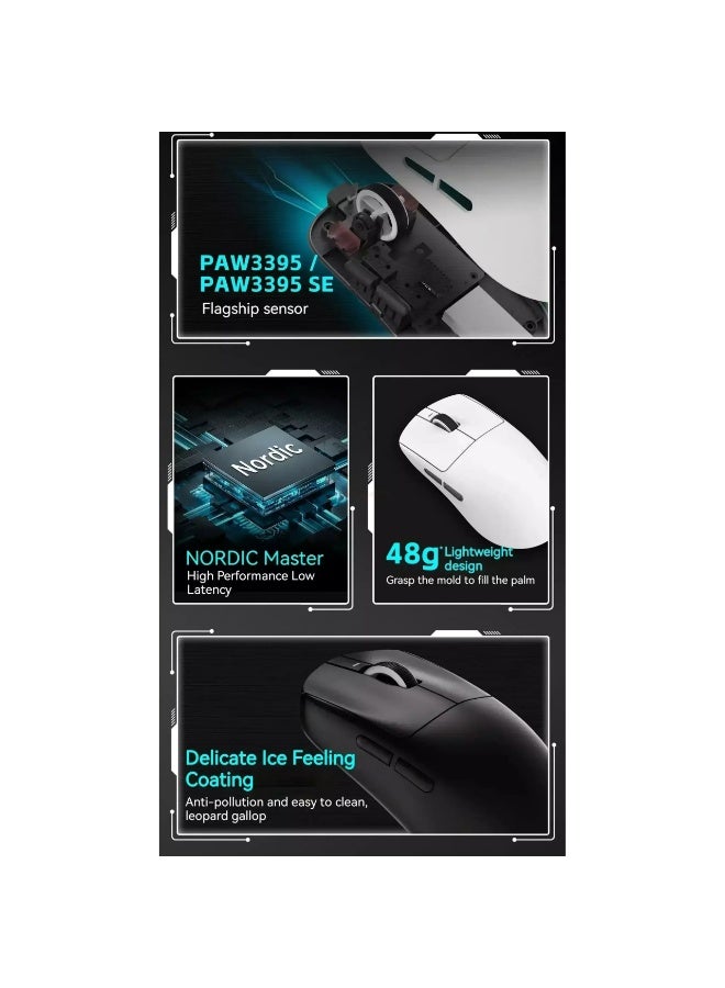 في اكس اي دراغون فلاي آر 1 برو لاسلكي، سلكي - مستشعر بصري 26000 نقطة في البوصة PAW3395 - شريحة نورديك 52840 - عمر البطارية 75 ساعة - 48 غرامًا - Image 5