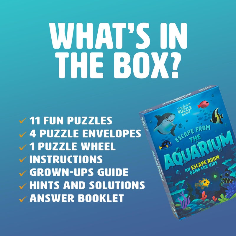 Professor Puzzle: Escape from The Aquarium - Escape Room Game, 11 Logic-Number-Observational Puzzles, Co-Op Underwater Adventure, Kids 8+, 1-6 Players - Image 3