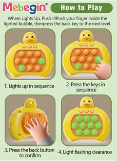 Quick Push Bubble Game with 4 Fun Game Modes, Duck Shape Push Pop Game, Mini-Handheld Fast Speed Push Game Console with Light and Sound, Fun Electronic Push It Pop Fidget Toys, Creative Antistress Toy for Kids and Adults, Included Rechargeable Battery and Screwdriver - pzsku/Z1D77CD769905F270838AZ/45/_/1693563357/e0ec4bc5-3270-4ef7-8d45-0167a3cadc84