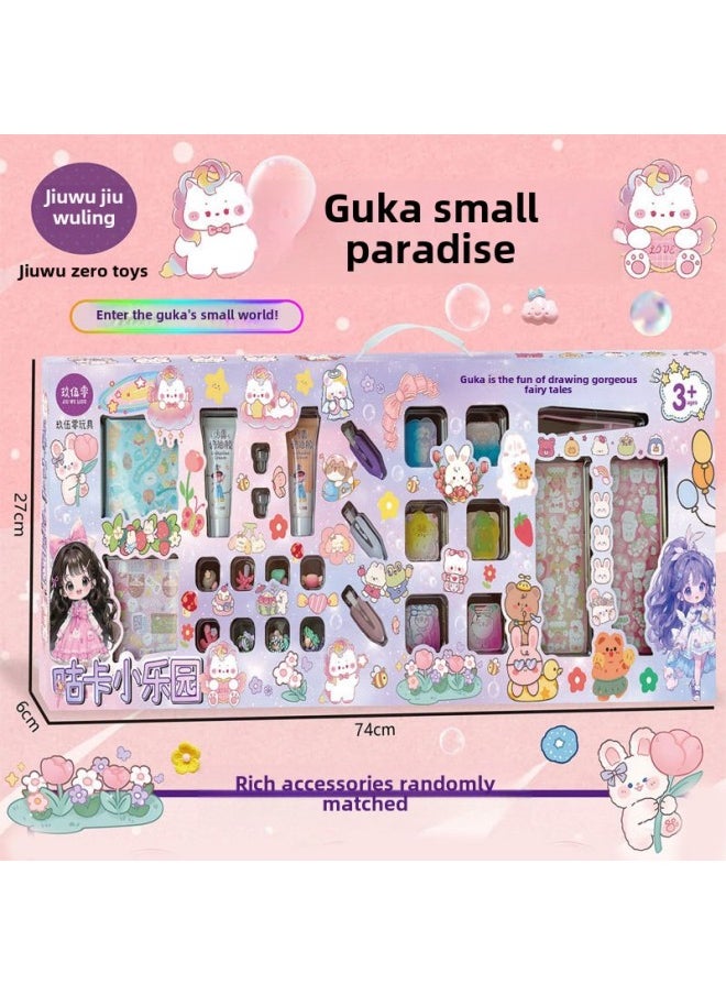 null - Girl's Toy Goo Card Quiet Book Cream Glue Suit Quiet Book Teaching And Training Toy Gift Box Toy 3-5 Years Old-Color:551-158 Colors Are Sent Randomly - Image 1