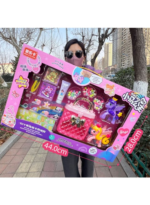 Girl's Toy Goo Card Quiet Book Cream Glue Suit Quiet Book Teaching And Training Toy Gift Box Toy 3-5 Years Old-Color:551-158 Colors Are Sent Randomly