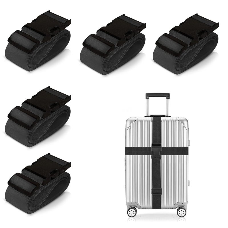 ROBUSTT Luggage Belt Suitcase Strap - Pack of 5 (Black) | Heavy Duty Material | Adjustable Travel Belt for Suitcase | Fashionable Design | Protect Your Belongings2 - Image 1
