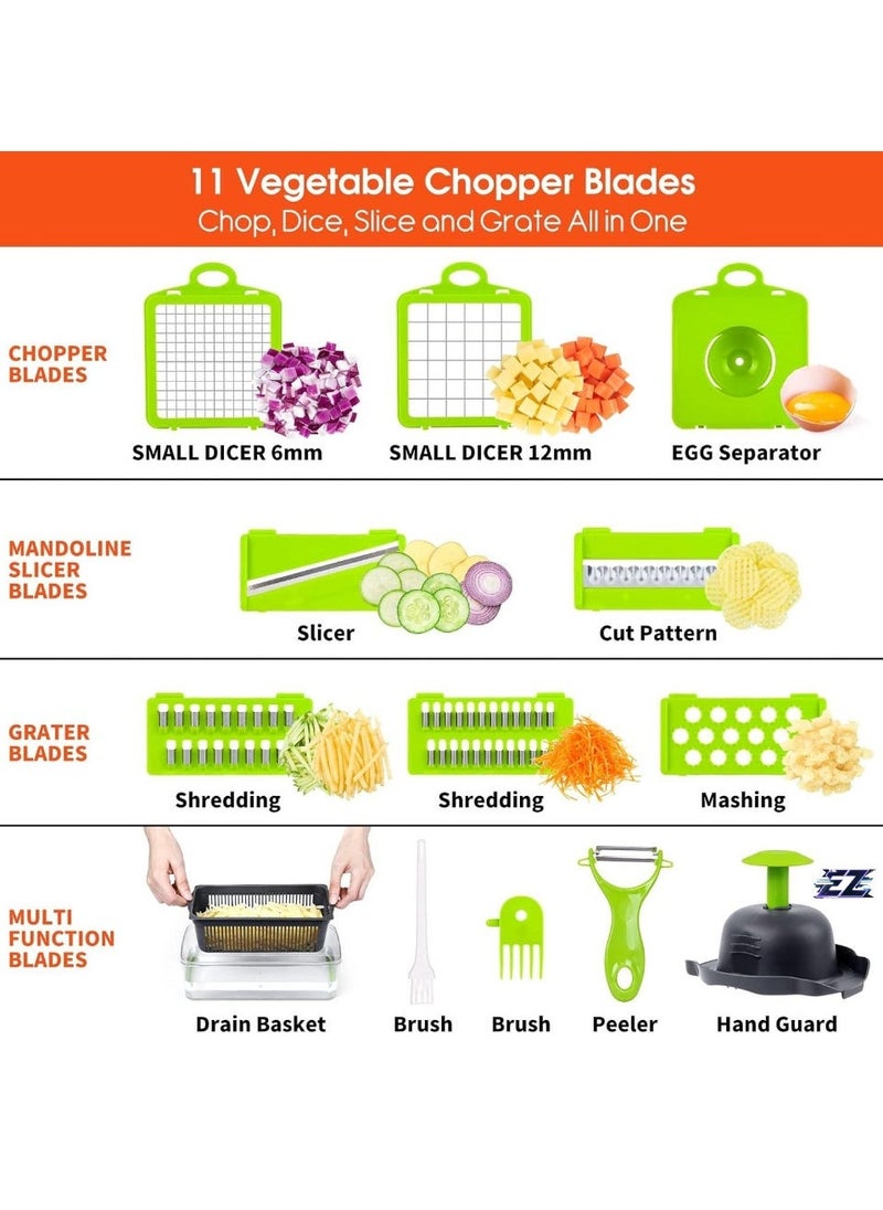 ELTRAZONE Vegetable Chopper, Pro Onion Chopper 14-in-1 Multifunctional Food Slicer, Dicer, Cutter, 8 Blades, Carrot & Garlic Chopper with Container – Efficient Kitchen Chopper for Easy Meal Prep (Grey)  - Image 2