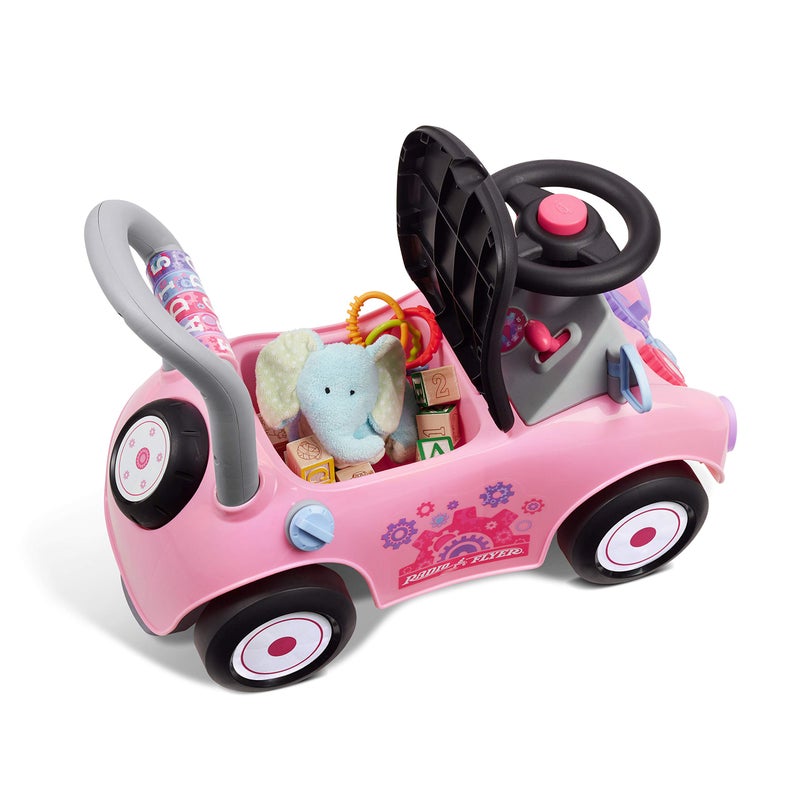 Radio Flyer Creativity Car, for Toddlers 1-3, 3-in-1 Push Walker Ride On Rocket with 17 Sensory Activities, Anti-Tip Feature, Under-Seat Storage, Horn and Gears, 42 lb Capacity, Toddler Ride On Toys - Image 4